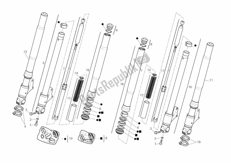 Tutte le parti per il Forcella Anteriore del Ducati Monster S2R 800 2006